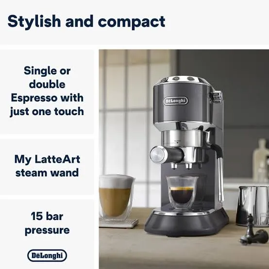 DeLonghi Dedica Arte EC885.GY Manual Espresso Machine – Grey.webp