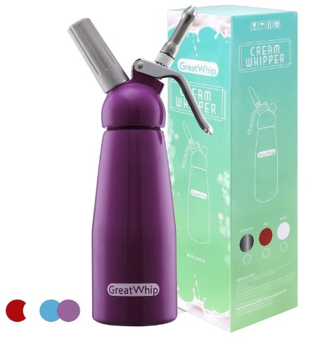 GreatWhip Whipped Cream Dispenser Highly Durable Aluminum Whip Cream Maker 500ml (Purple)