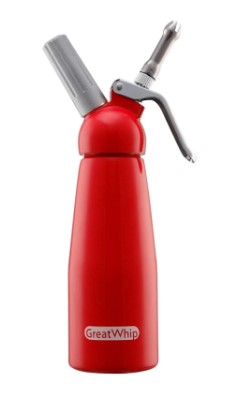 GreatWhip Whipped Cream Dispenser Highly Durable Aluminum Whip Cream Maker 500ml (Red)