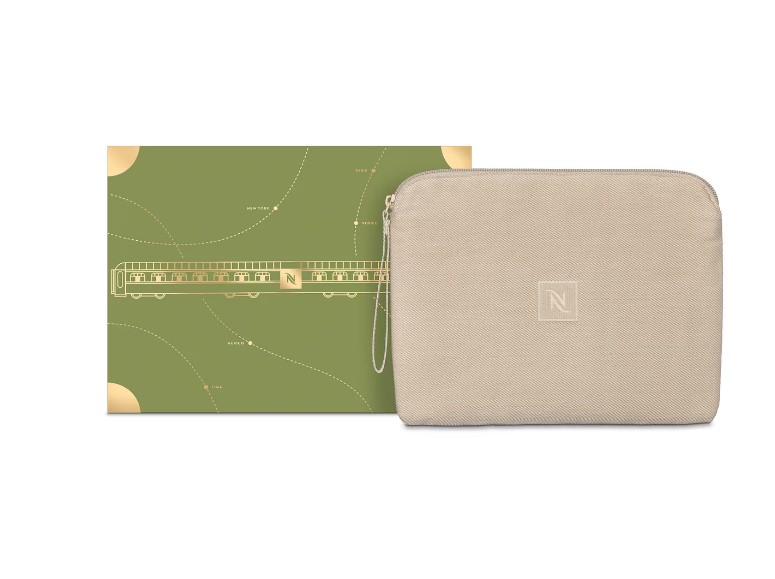 Nespresso cosmetic bag in a green gift box