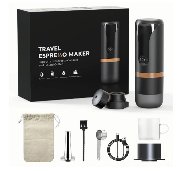 Portable Rechargeable Espresso Machine 9 Bar – Black