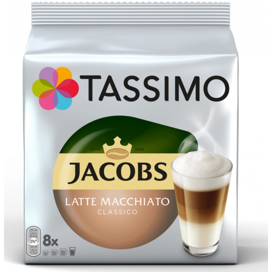 TASSIMO coffee Capsules Jacobs Latte Macchiato - 8 Milk + 8 Espresso