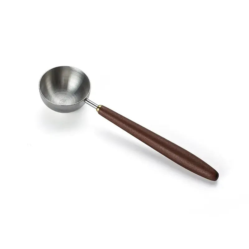 BT - Wooden Handle Stainless Steel Coffee Scoop
