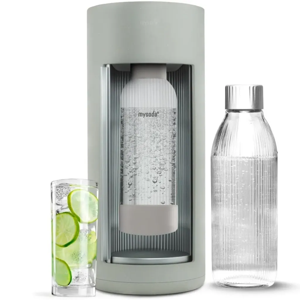 Mysoda Glassy Soda Streaming Machine + 1L Glass and 1L Plastic Bottle