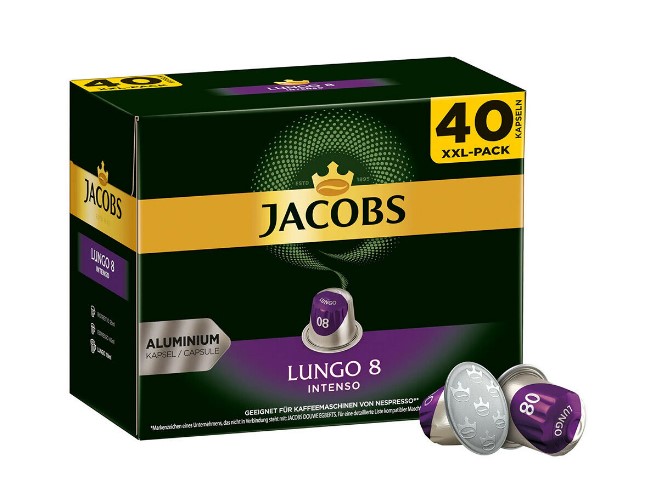 JACOBS COFFEE CAPSULES, NESPRESSO, LUNGO 8, 40 CAPSULES