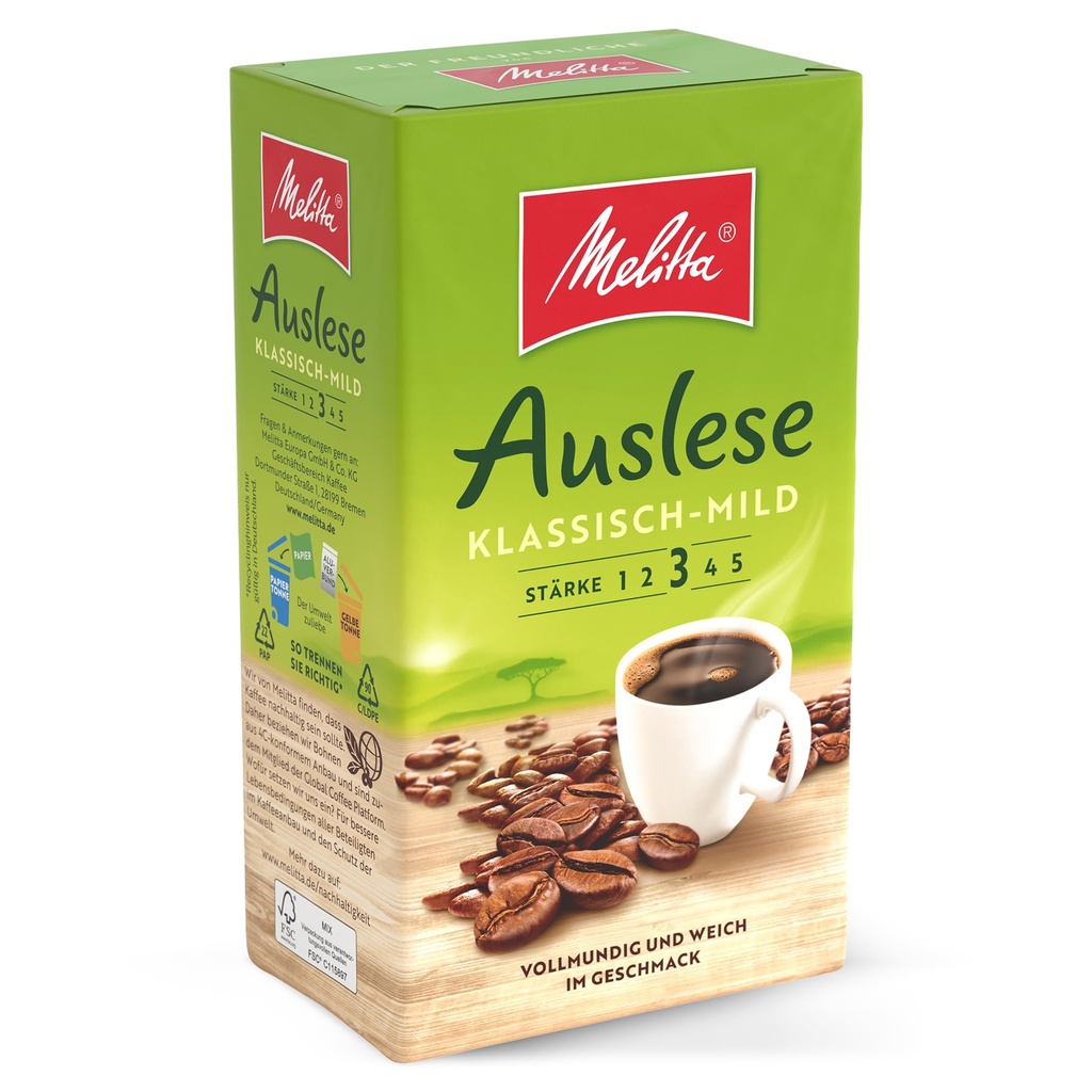 Melitta Auslese COFFEE POWDER, CLASSIC MILD INT. 3, 500g