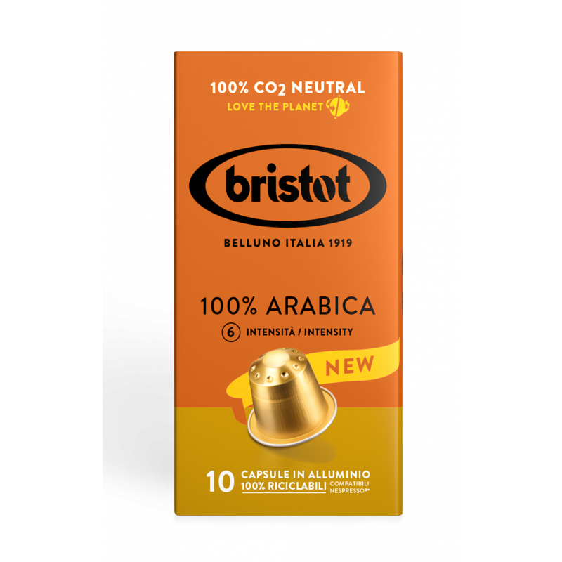 Bristot 100% Arabica Aluminium Nespresso Capsules 10 x 10 stuks