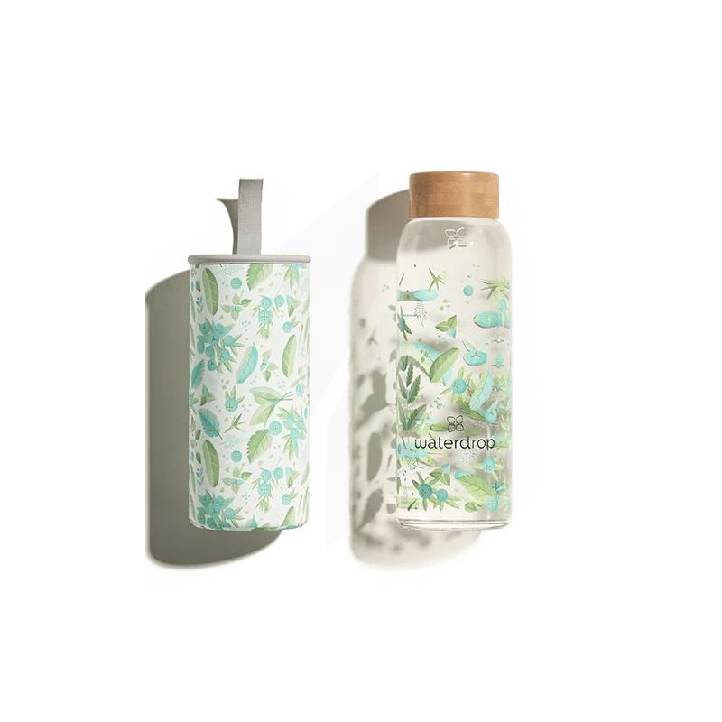 Waterdrop Glass Bottle - 400ml Green