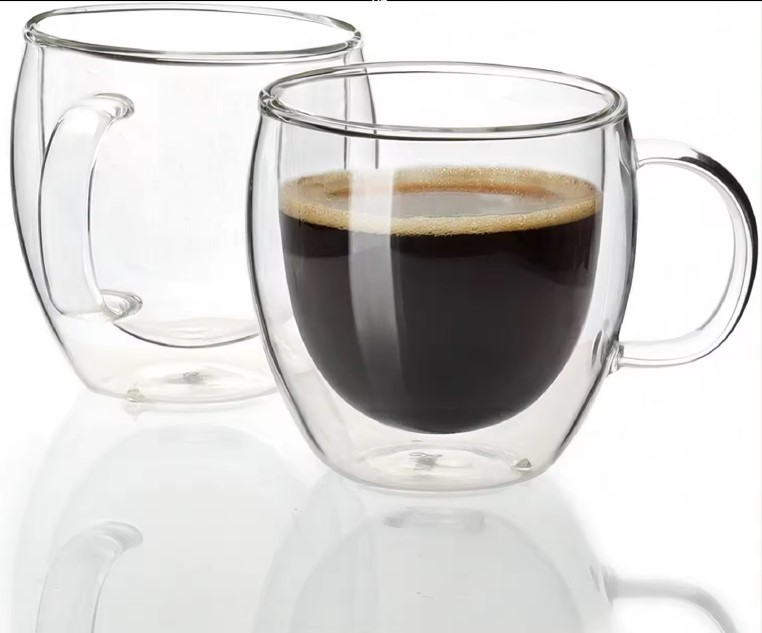 Double Wall Clear Glass, Insulated Borosilicate Glassware Tea Cup, 1 pcs, 80 ml