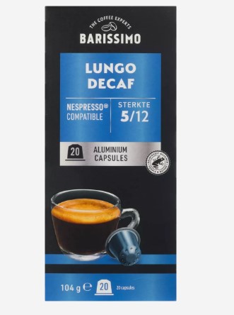 BARISSIMO NESPRESSO CAPSULE LUNGO DECAF - 20PCS