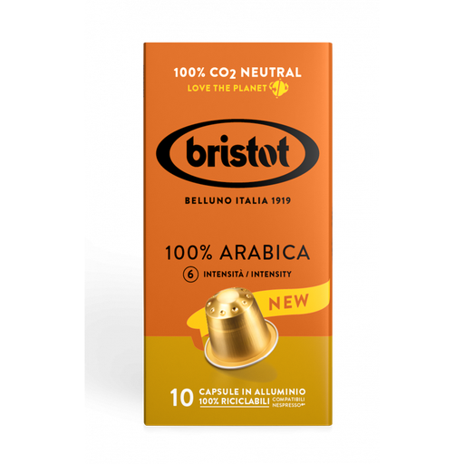 Bristot 100% Arabica Aluminium Nespresso Capsules 10 x 10 stuks