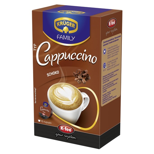 KRÜGER Cappuccino Chocolate Coffee Capsules, Compatible with K-fee Capsule Machines 16 Capsule