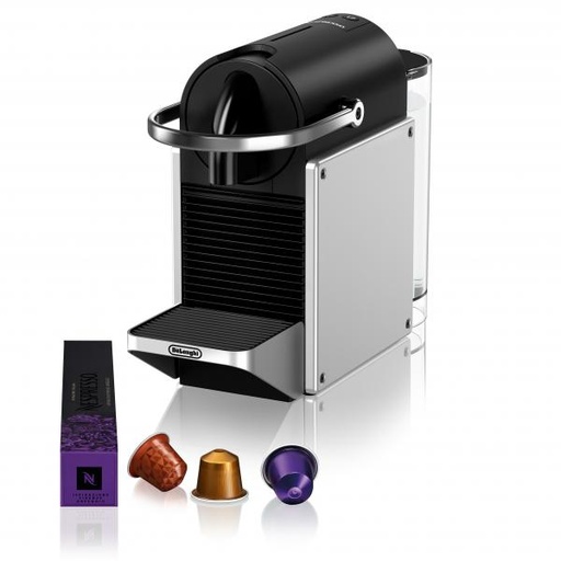 Nespresso De'Longhi Pixie EN127.S Coffee Capsule Machine, Two Direct Dial Buttons, Eco Mode, Compact Design, 19 Bar Pressure System, 1260 W, Silver/Black