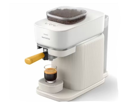PHILIPS Baristina BAR300/03 white espresso grinder machine with yellow filter holder